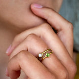 Vinoos CHEERS! Dubbele gouden Ring met Roze & Groen steentje