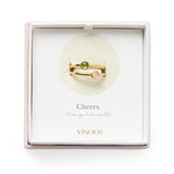 Vinoos CHEERS! Dubbele gouden Ring met Roze & Groen steentje