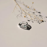 Vinoos CHEERS! Dubbele zilveren Ring met Zwart & Turkoois steentje