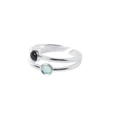 Vinoos CHEERS! Dubbele zilveren Ring met Zwart & Turkoois steentje