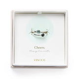 Vinoos CHEERS! Dubbele zilveren Ring met Zwart & Turkoois steentje