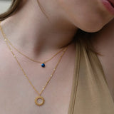 Vinoos COLOURS OF WINE Dubbele ketting met zon en blauwe glaskraal, Your moment