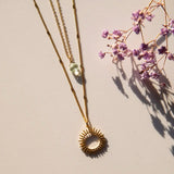 Vinoos COLOURS OF WINE Dubbele ketting met zon en muntkleurige glaskraal, New chapter