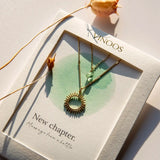 Vinoos COLOURS OF WINE Dubbele ketting met zon en muntkleurige glaskraal, New chapter