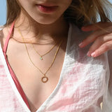 Vinoos COLOURS OF WINE Dubbele ketting met zon en muntkleurige glaskraal, New chapter