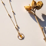 Vinoos COLOURS OF WINE Ketting met cirkel en amber glaskraal, Always with you