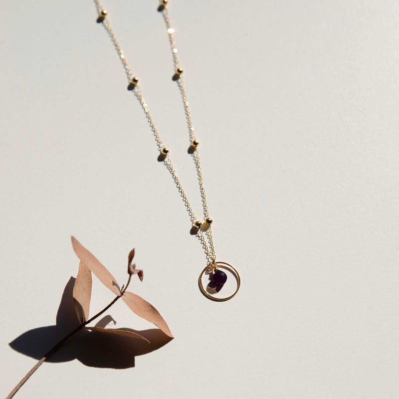 Vinoos COLOURS OF WINE Ketting met cirkel en glaskraal, Soleil