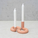 wavy design 3D Geprinte Dubbele Kaarsenhouder, Sandy Blush