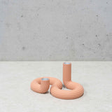 wavy design 3D Geprinte Dubbele Kaarsenhouder, Sandy Blush