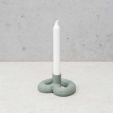 wavy design 3D Geprinte Kaarsenhouder, Muted Green