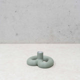 wavy design 3D Geprinte Kaarsenhouder, Muted Green