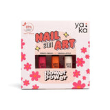 Yaka Nail Art NAIL ART 2-in-1 Set van 3 Nagellakken met kwastje en precisiepen, Flower Power