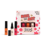 Yaka Nail Art NAIL ART 2-in-1 Set van 3 Nagellakken met kwastje en precisiepen, Flower Power