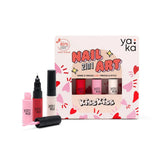 Yaka Nail Art NAIL ART 2-in-1 Set van 3 Nagellakken met kwastje en precisiepen, Kiss Kiss