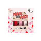 Yaka Nail Art NAIL ART 2-in-1 Set van 3 Nagellakken met kwastje en precisiepen, Kiss Kiss