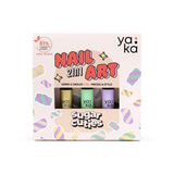 Yaka Nail Art NAIL ART 2-in-1 Set van 3 Nagellakken met kwastje en precisiepen, Sugar Cuties