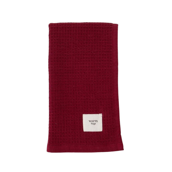 Zusss gastendoekje warm hugs donkerrood