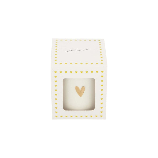 Zusss geurkaars keramiek in doosje een lichtpuntje hart wit/goud