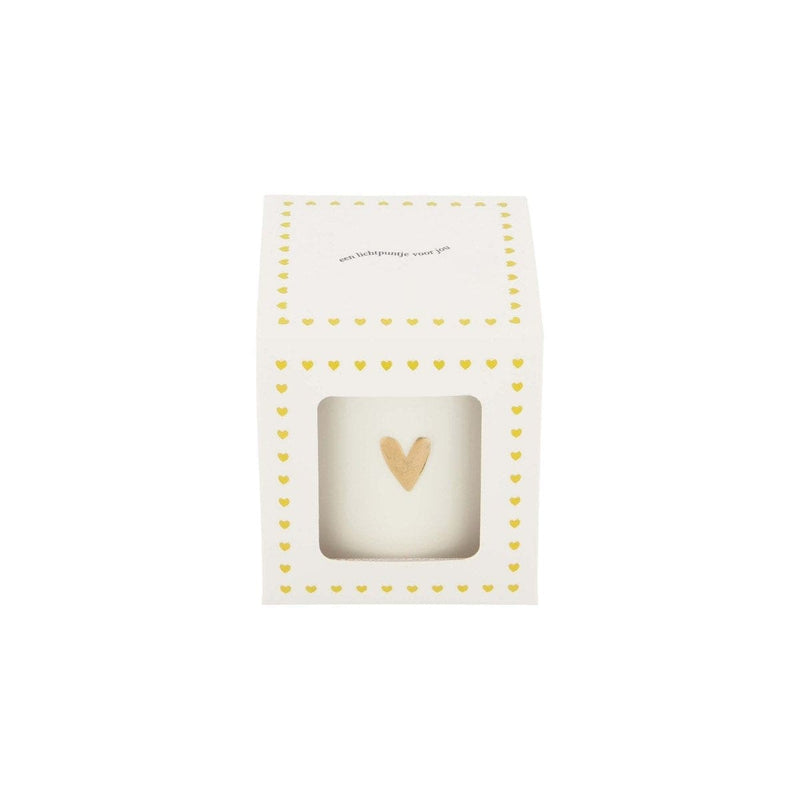 Zusss geurkaars keramiek in doosje een lichtpuntje hart wit/goud
