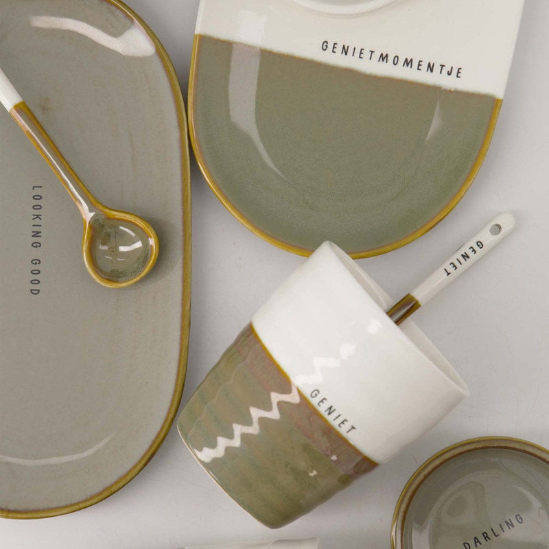 Zusss koffiemok geniet wit/donkergroen