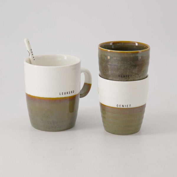 Zusss koffiemok geniet wit/donkergroen