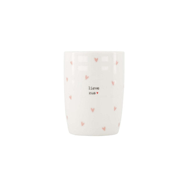 Zusss Koffiemok hartjes lieve zus wit / roze