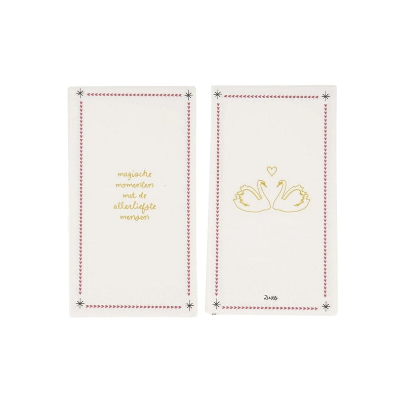 Zusss Papieren Servetten wit/donkerrood, Magische momenten
