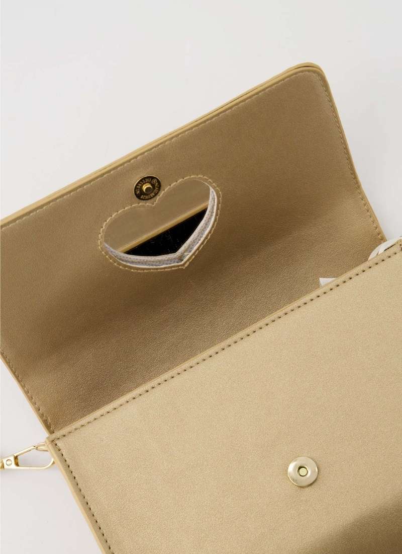 Zusss Schoudertas met hartjes spiegel, Champagne goud