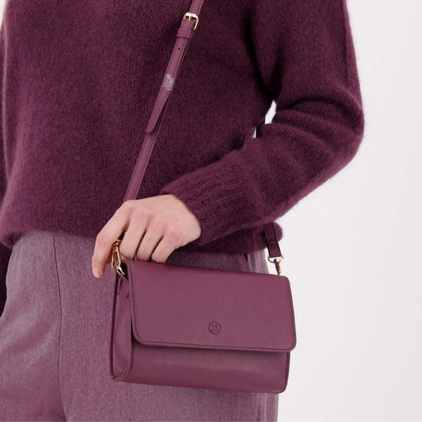 Zusss Schoudertas met hartvormig spiegeltje, Aubergine