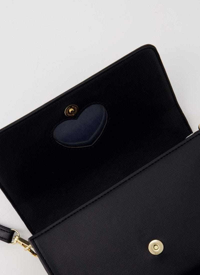 Zusss Schoudertas met hartvormig spiegeltje, Zwart