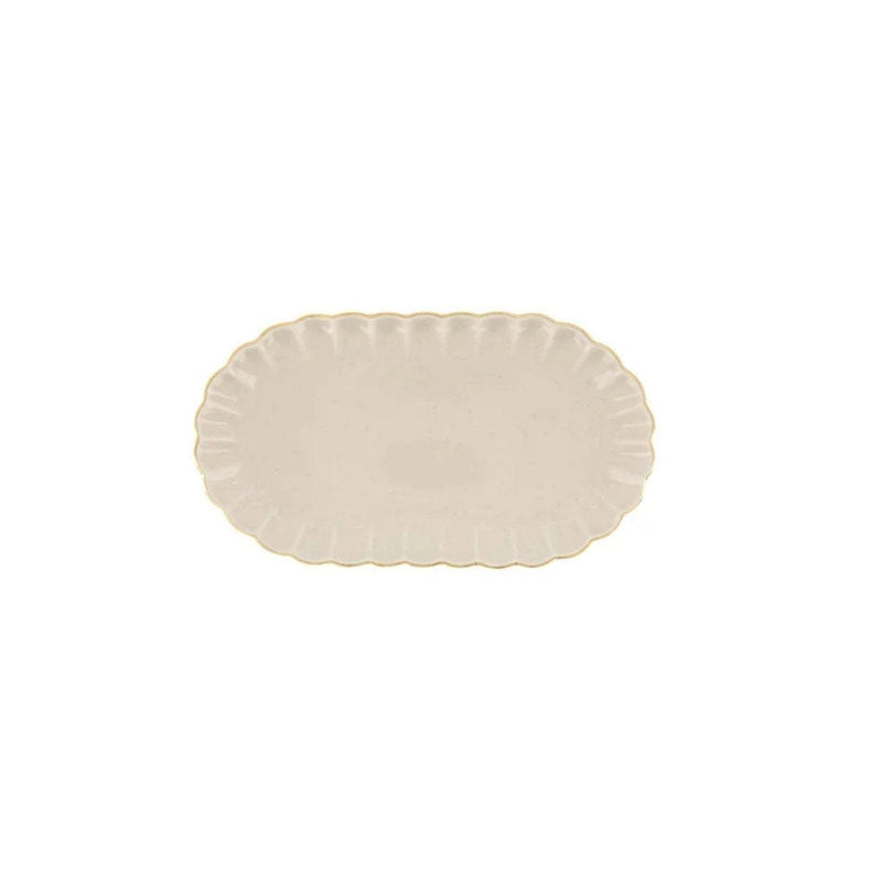 Zusss Serveerschaal met schulprand 20 x 11,5 cm, Beige/Goud