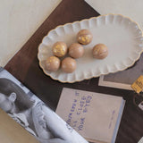 Zusss Serveerschaal met schulprand 20 x 11,5 cm, Beige/Goud