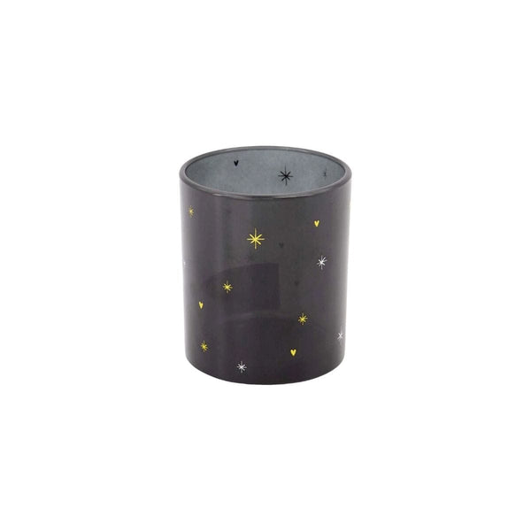 Zusss waxinelichthouder glas sterren zwart/goud