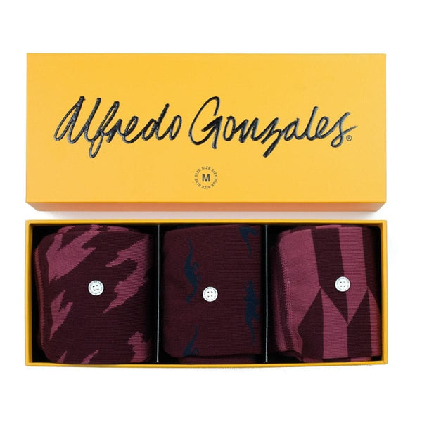 Alfredo Gonzales Giftbox 3 paar, Bordeaux 42/45