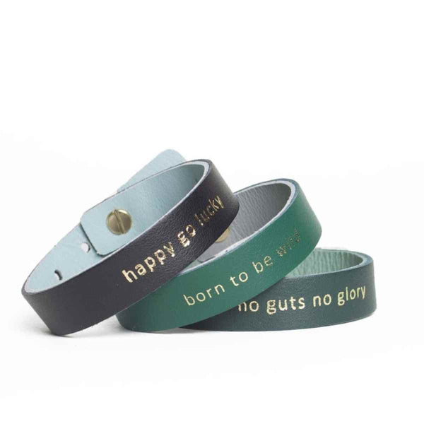 by B+K Lederen armbandje, no guts no glory, Forest