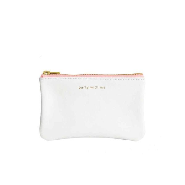 by B+K Lederen Pouch S, party with me, Wit met lichtroze rits