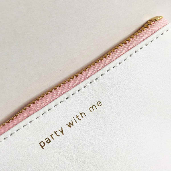 by B+K Lederen Pouch S, party with me, Wit met lichtroze rits