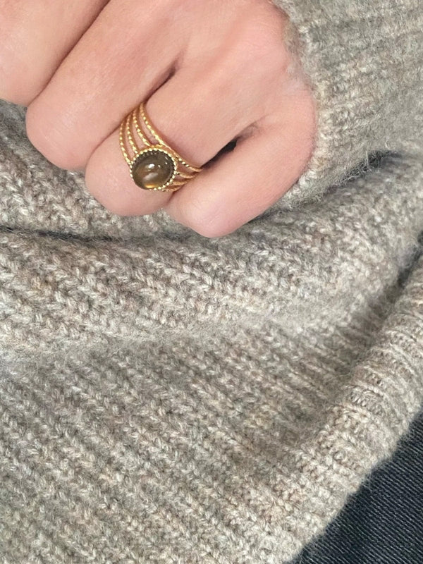Ellen Beekmans 4-delige ring met ovale gemstone, Bruin