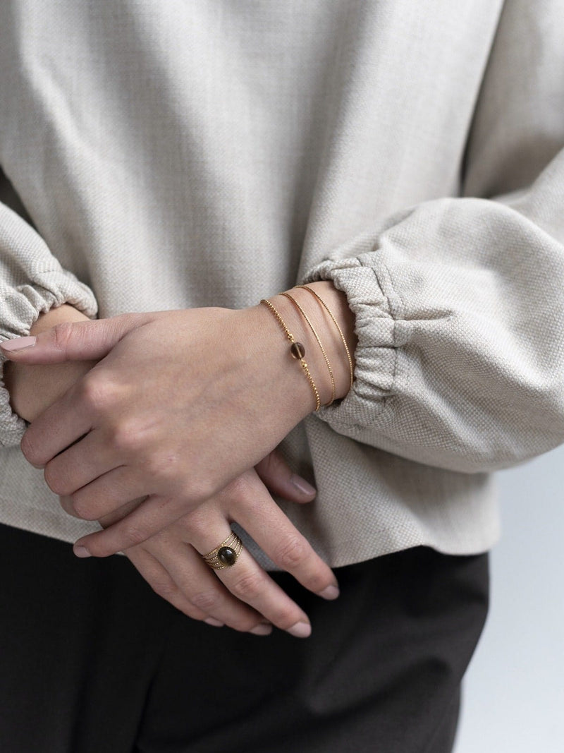 Ellen Beekmans 4-delige ring met ovale gemstone, Bruin