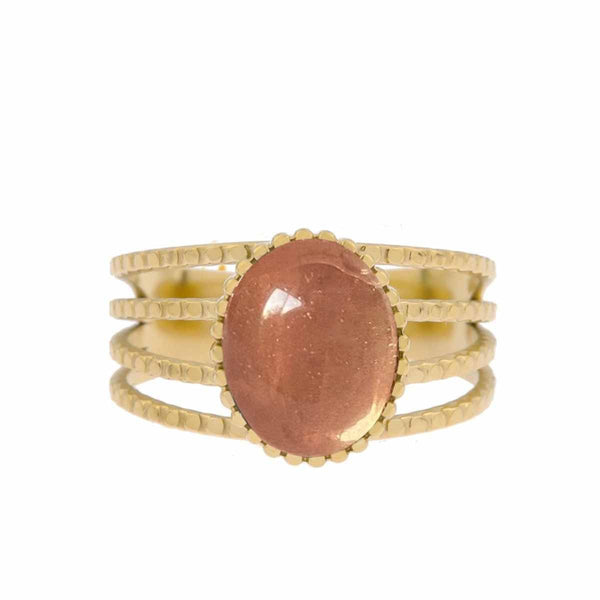 Ellen Beekmans 4-delige ring met ovale gemstone, Warm roze