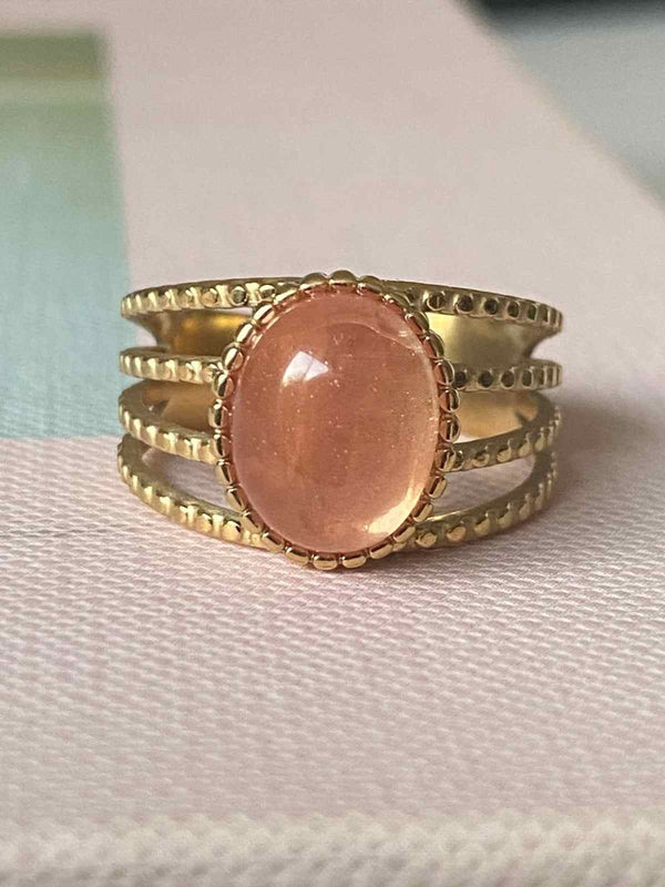 Ellen Beekmans 4-delige ring met ovale gemstone, Warm roze