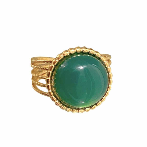 Ellen Beekmans 4-delige ring met ronde gemstone, Groen
