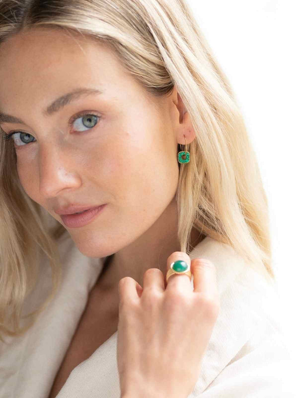 Ellen Beekmans 4-delige ring met ronde gemstone, Groen