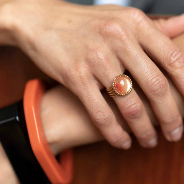 Ellen Beekmans 4-delige ring met ronde gemstone, Warm Roze