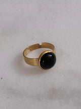 Ellen Beekmans Ring met gemstone in strakke zetting, Zwart