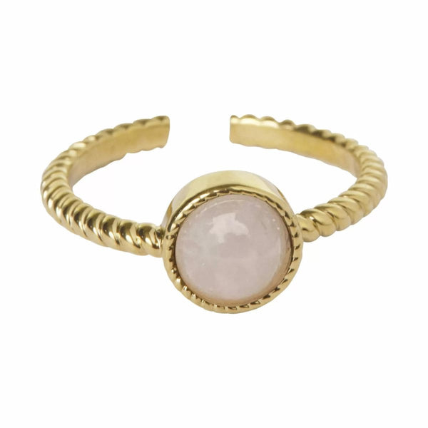 Ellen Beekmans Twisted ring met gemstone, Licht roze