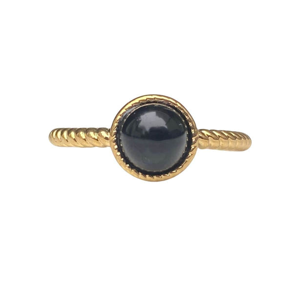 Ellen Beekmans Twisted ring met gemstone, Zwart