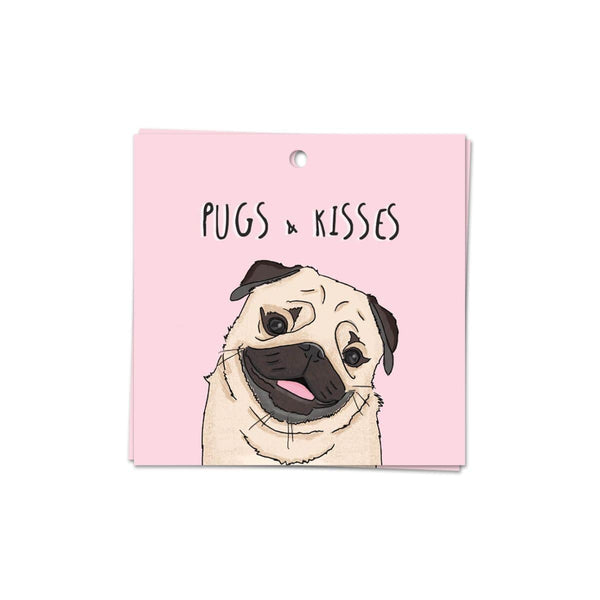 Kaart Blanche Gift tag, Pugs & Kisses