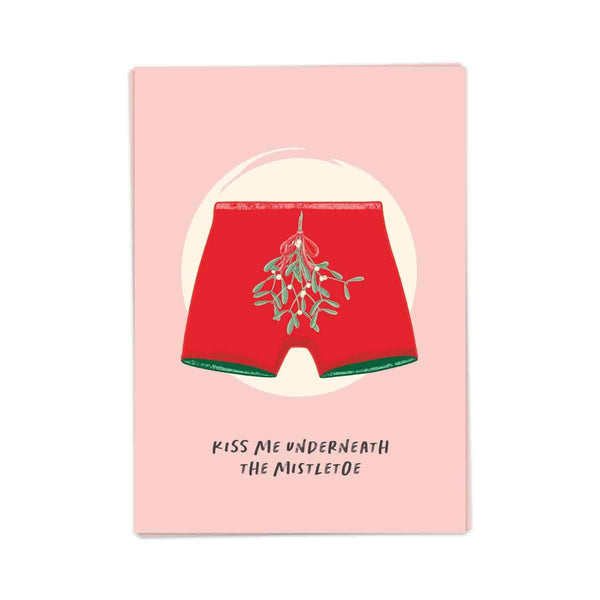 Kaart Blanche Wenskaart dubbel, Mistletoe undies his