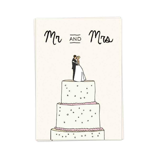 Kaart Blanche Wenskaart dubbel, Wedding Cake Mr & Mrs